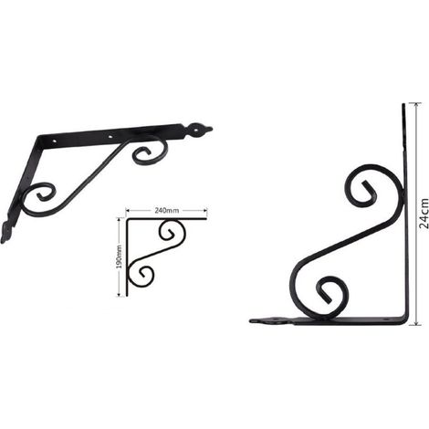 Kaela - Set 2 Pz Reggimensola Supporto Staffa Angoliere Fantasia 240x190 Mm Nera 91278 - (1/2)
