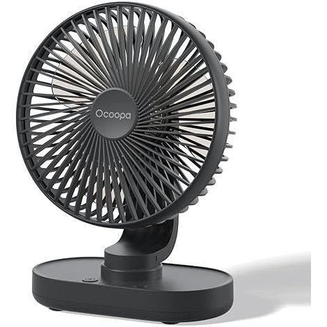 Ventilador de mesa OCOOPA: oscilación de 120°, batería de 4000 mAh, ultrasilencioso, recargable por USB, ideal para la oficina y los viajes. (1/5)
