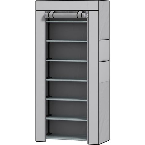 Scarpiera 7 Ripiani 60x30x126 cm con Copertura TNT in Acciaio Grigio (1/5)