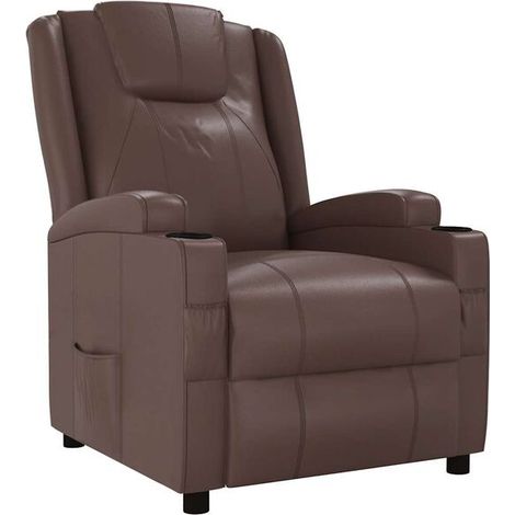 Fauteuil inclinable en similicuir marron (1/5)