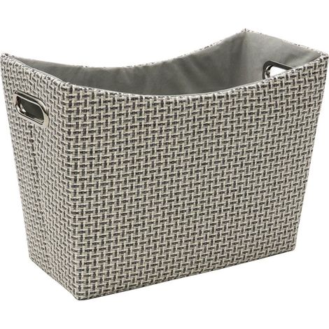 Silva Fabric Magazine Holder with Inset Handles, Grey (1/4)