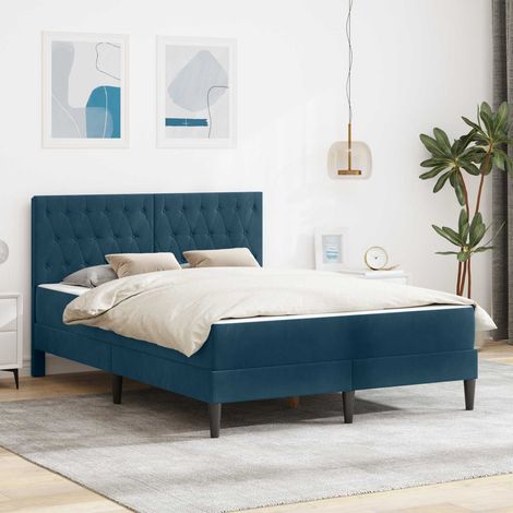 Bettgestell mit Matratze  Blau Blau 120 x 190 cm Samt