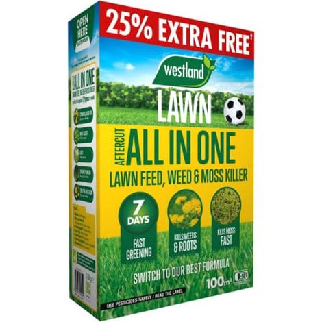 Westland Aftercut All In One Lawn Feed Weed & Moss Killer 80m Box + 25% Extra