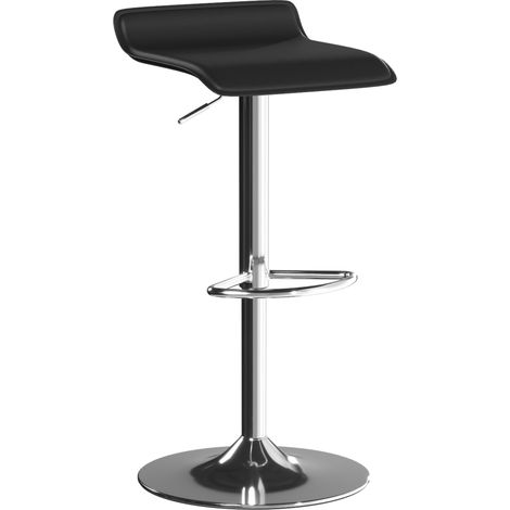 Barhocker 360° Drehbar Barstuhl mit Silber-Stahlgestell, Höhenverstellbar Küchenstuhl mit Fußstütze, Schwarz (1/5)
