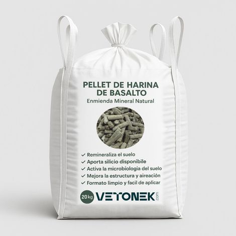 Pellet de Harina de Basalto – Enmienda Mineral Natural - Big bag 1000 kg. - 3-8 mm.