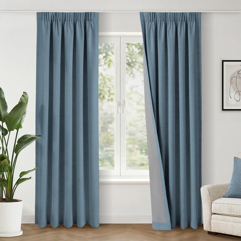 Rideau Occultant Thermique 140 x 175 cm Lot de 2, Gris-Bleu (1/5)