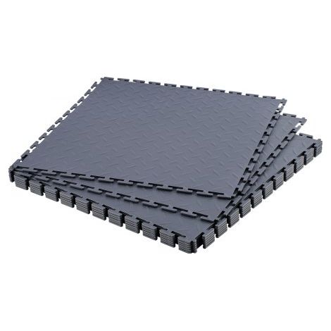 Suelo de PVC para Garaje, 513 x 513 x 5 mm, Instalación Clic, Alfombrillas Antideslizantes de PVC con Patrón de Diamante para Taller, Almacén, Cuarto de Herramientas, Gris Grafito, 8 uds (1/5)