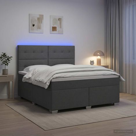 Cama box spring con colchón Gris oscuro 140 x 190 cm Tela (1/5)