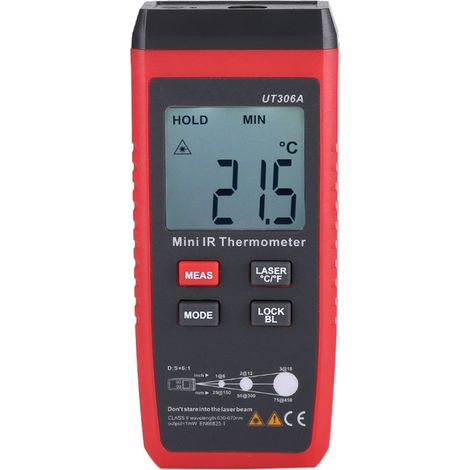 Thermomètre infrarouge sans contact UNI-T UT306A mini portable écran LCD rétroéclairé -35 à 300°C (1/5)