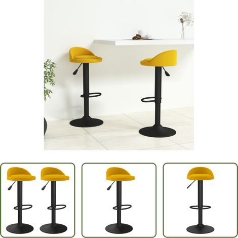 Chaise de bar -  Tabourets de bar lot de 2 Jaune Velours (1/5)