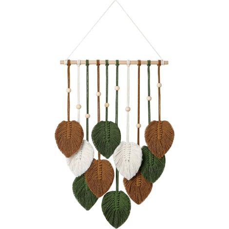 Tapiz de macramé hecho a mano para pared - Decoración bohemia para pared - Hoja tejida - Estilo bohemio chic - Decoración para el hogar: dormitorio, sala de estar, habitación infantil (1/5)