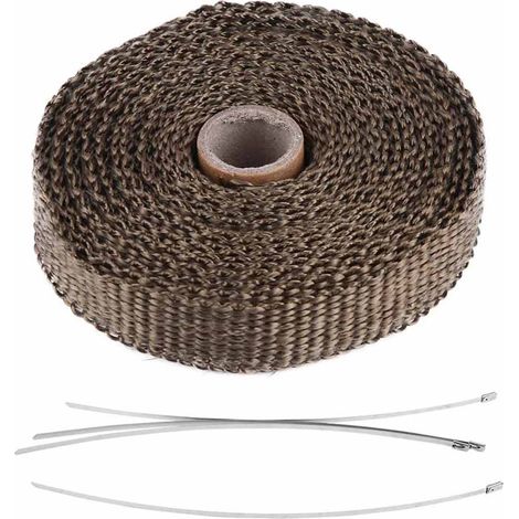 Ruban isolant thermique pour échappement de voiture de 5 m avec 4 attaches de câble en acier inoxydable marron