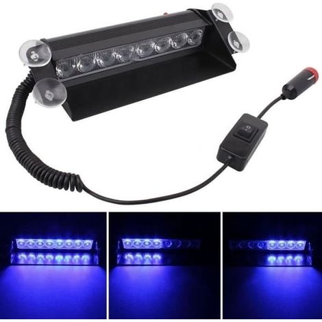 SABIR-Gyrophare bleu 8 W 800 lm à 8 LED pour voiture, 3 modes, angle réglable, clignotant pour tableau de bord (1/4)