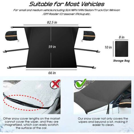 NALOOKAMIC Couverture Pare-Brise Voiture, Bâche Pare Brise Protection Magnétique, Protege Pare Brise Givre 205150cm (1/4)