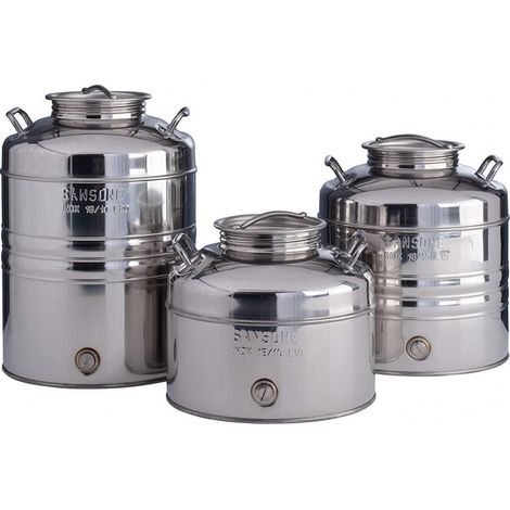 Bidone Sansonee 20 litri damigiana fusto in acciaio inox 18/10 contenitore per olio vino miele acqua