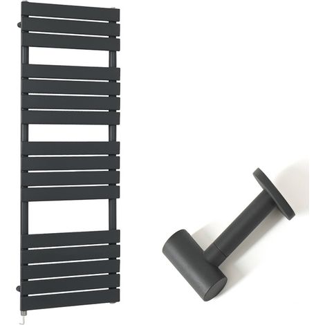 Milano Lustro Electric Anthracite Flat Panel Heated Towel Rail Radiator with Simple Heating Element and Cable Cover - 1500mm x 450mm (1/5)
