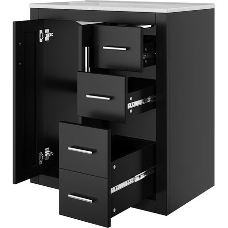 Mueble de baño con lavabo integrado 76x46,5x85,5 cm MDF y cerámica negro HOMVRA (1/5)
