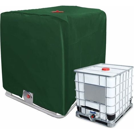 Funda protectora para depósito IBC de 1000 L, GU.B/bon 116 x 100 x 120 cm, resistente a los rayos UV, impermeable, verde. (1/4)