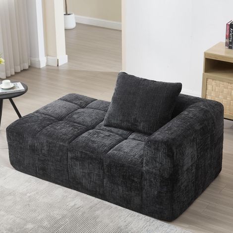 Sofaliege 1 Sitzer mit Kissen, Chaise Lounge Stil, Schwarz (1/5)