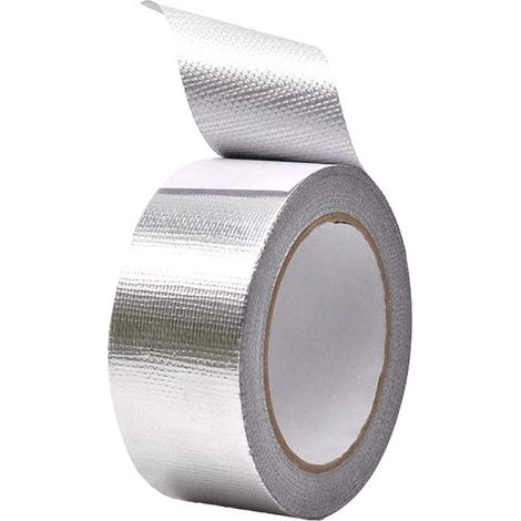 5 cm x 25 m Ruban Adhésif en Feuille D'aluminium en Fibre de Verre, Ruban Isolant pour Conduit Ruban en Métal Résistant à Haute Température Ruban en Aluminium Renforcé Ruban Adhésif étanche (1/5)