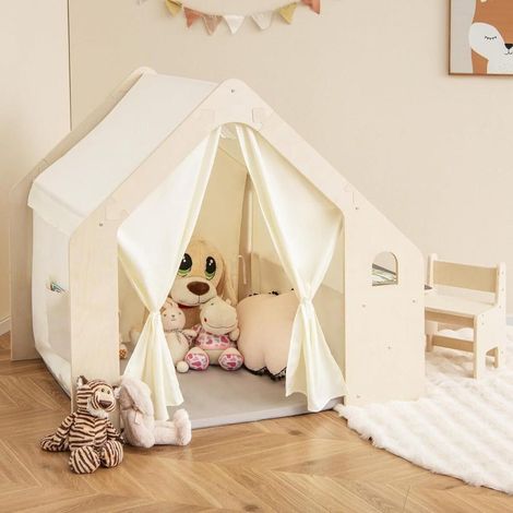 Espace de jeu et de lecture, maison de jeu intérieure avec tableau, tapis, table et chaise pour 2-6 ans (1/5)