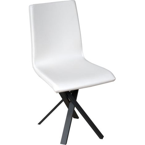 Sedia 40/44x42x86 cm Aury gambe Antracite in Similpelle Bianca (1/5)