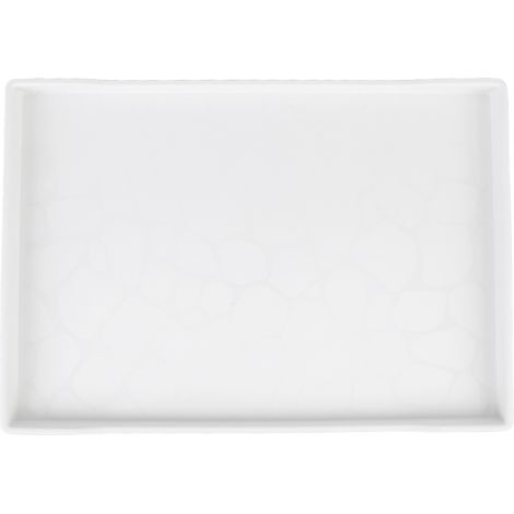Rechteckiges Serviertablett aus Kunststoff, 38,1 x 26,4 cm, wiederverwendbares Tablett für Snacks, Obst, Desserts, Partys, Speisenpräsentation, Teeservice, weiß (1/5)