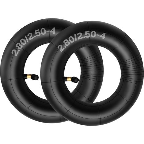 Lot de 2 chambres à air 2.80/2.50-4 280/250-4 2.80-4 2.50-4 280-4 250-4 avec tige de valve courbée pour Razor Scooter e300, brouette, diable, tondeuse à gazon, chariot (1/5)