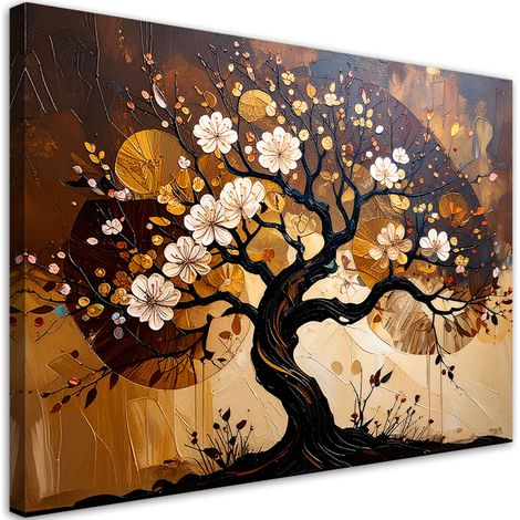 Wandbild für das Wohnzimmer Baum des Lebens Abstraktion Landschaft Braun 60x40 cm