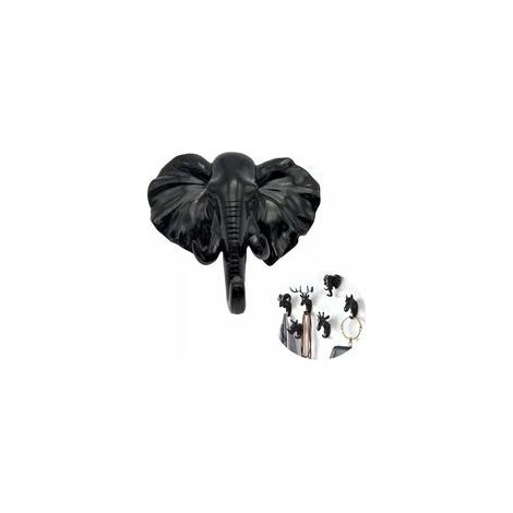 Crochet mural porte-manteau et porte-serviettes en forme d'éléphant noir – (1/5)