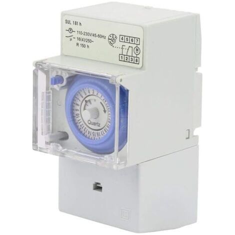 Horloge Modulaire, 110-230V SUL181H Interrupteur à Minuterie, Horloge Modulaire pour Chauffe Eau, Minuterie Mécanique Étanche Programmable 24H, pour éclairage équipement électrique de Domestique