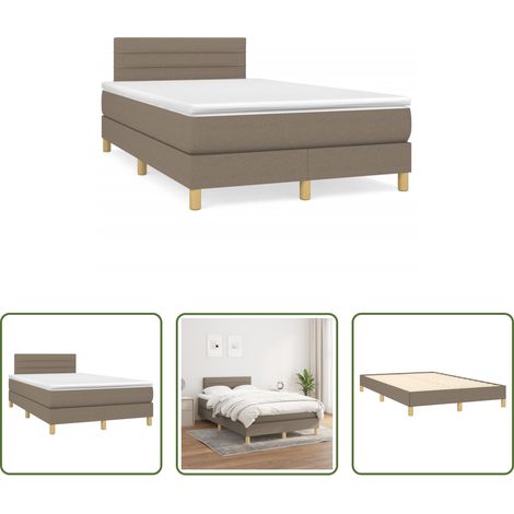Matelas à ressorts ensachés - Sommier à lattes de lit avec matelas taupe 120x190 cm tissu (1/5)