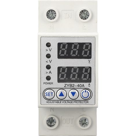 Dispositif de protection contre les surtensions et les sous-tensions à récupération automatique, 2 pôles, 220 V CA, 40 A (1/5)