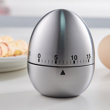Eieruhr + Apfeluhr, 2er-Set, 60-Minuten-Uhr in Eiform, Küchenutensil, einstündige Edelstahl-Haushaltsuhr zum Eierkochen (1/5)