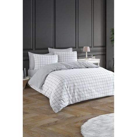 Bettwäsche - 1 Bettbezug 220 x 240 cm + 2 Kissenbezüge 60 x 60 cm - 65% Baumwolle, 35% Polyester - Grau
