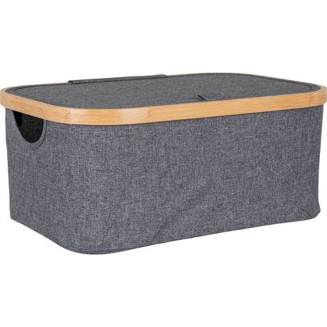 Cestino Noto in bambù e tessuto grigio scuro 38x26x16 cm