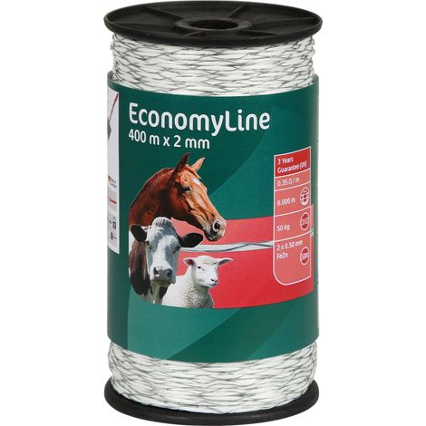 Weidezaunlitze EconomyLine kreuzgewickelt weiß 0,35 Ohm/m, 400 m (1/2)