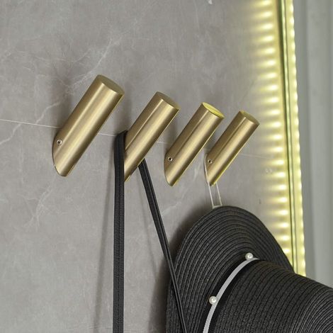 Set di 4 ganci in oro spazzolato per asciugamani, accappatoi, ganci da bagno a parete, appendiabiti robusti
