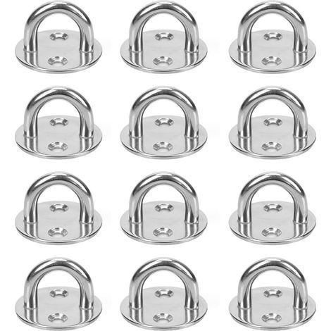 12 Pièces Platine Oeil INOX M5 Platine Ancrage INOX 304 Crochet Oeillet Plaque a Oeillet Crochets de Plafond Support Anneau Mural pour Accrocher des Objets Crochets de Fixation (1/5)