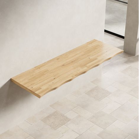 Meuble vasque inclus 140 cm bois massif naturel HAVRYA (1/5)