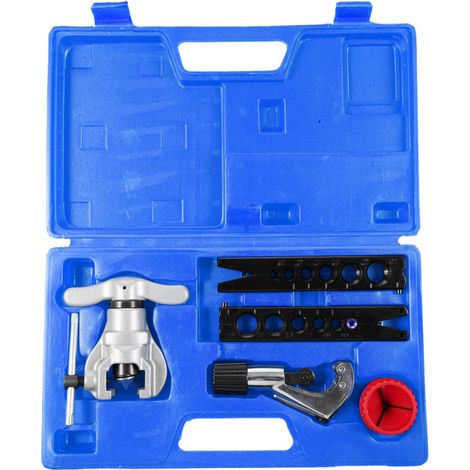 Ensemble d'outils à évaser excentriques et coupe-tubes pour 6 matrices de 1/4 à 3/4 pouce Kit d'outils à évaser pour CVC Coupe-tubes excentrique robuste à 45 degrés pour tuyaux de 1/8 à 1-1/8 pouce (1/5)