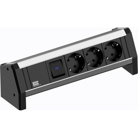 Bachmann 339.1001 - Regleta con interruptor para fijar al escritorio (3 enchufes Schuko, 3 m)