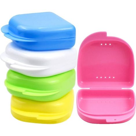 Denture Box, 5-Piece Slim Denture Boxes, Storage Boxes for Dentures, Orthodontic Retainers, Mouthguards - With Ventilation Holes (1/5)