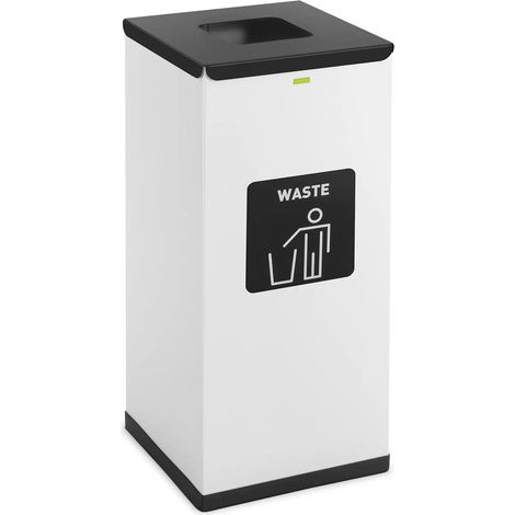 Bidone per rifiuti - 60 l bianco etichettato rifiuti domestici acciaio bianco 140009743