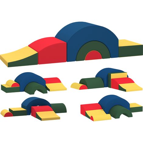 Module motricité bébé 5 pièces, parcours en mousse EVA multicolore pour jeunes enfants, jeu d'éveil préscolaire (1/5)