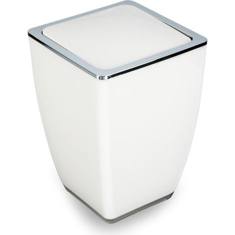 TrendLine Kosmetikeimer Cube 5l Weiß Mülleimer Schwingdeckeleimer Badmülleimer