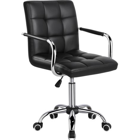 Homevive Silla de Oficina Giratoria Silla de Trabajo Altura Ajustable Carga MAX 120Kg con Respaldo Negro