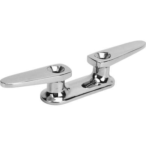 Taquets d'amarrage de 25 cm (10 po) en acier inoxydable 316 poli miroir, à base ouverte, pour pont, pour amarrage de navire ou yacht. (1/5)
