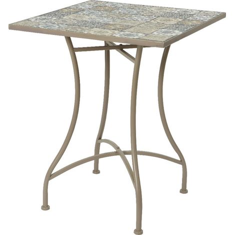 Table Métal/Mosaïque Couleur: Marron 58x58x72cm Modèle Bistro Pour Extérieur (1/3)