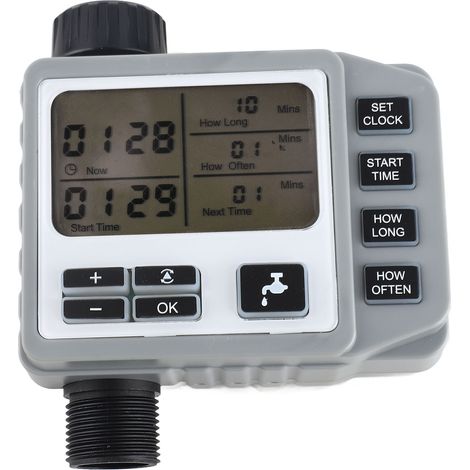Minuteur d'arrosage numérique programmable pour tuyau d'arrosage extérieur, manuel/automatique, pour jardins, balcons, cours et pelouses. (1/5)
